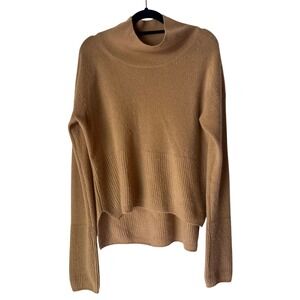Project Naadam 100% Cashmere Mock Neck Sweater Camel Tan High Low Hem M
